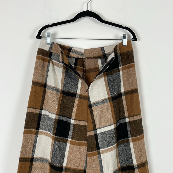 Womens L High Waist A Line Plaid Skirt Set Long Sleeve Button Down 2 Pocket Top - Picture 9 of 12